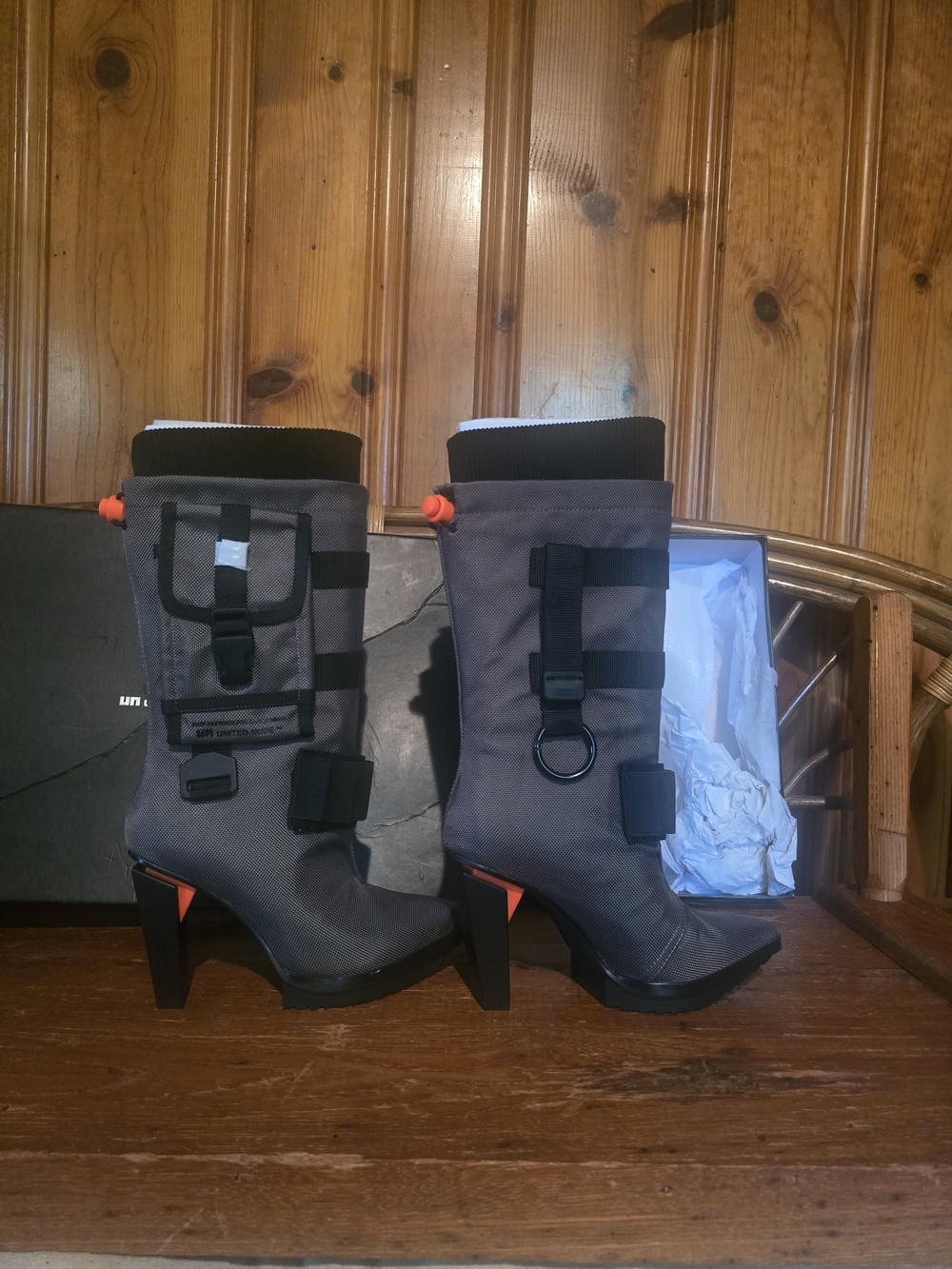 NWT United Nude Women’s Gray Utility Mid-Calf Heeled Boots - Picture 8 of 16